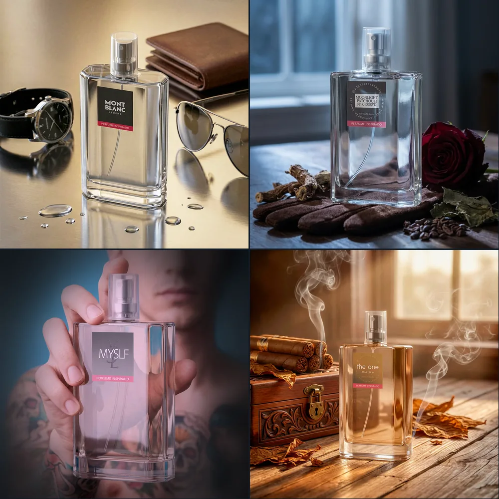 Combo do Homem de Presença, kit com quatro perfumes masculinos contratipo